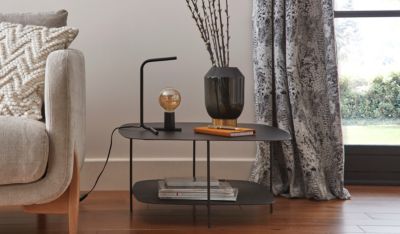 Lampe de table incandescent Darrah GoodHome E27 noir mat
