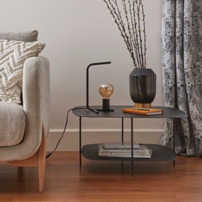 Lampe de table incandescent Darrah GoodHome E27 noir mat