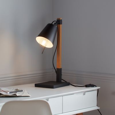 Lampe de table incandescent Menonry GoodHome E27 noir mat