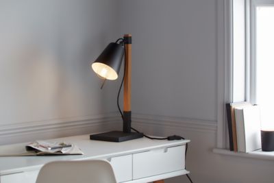 Lampe de table incandescent Menonry GoodHome E27 noir mat
