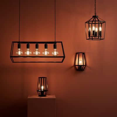 Lampe de table incandescent Nantan GoodHome E27 noir mat