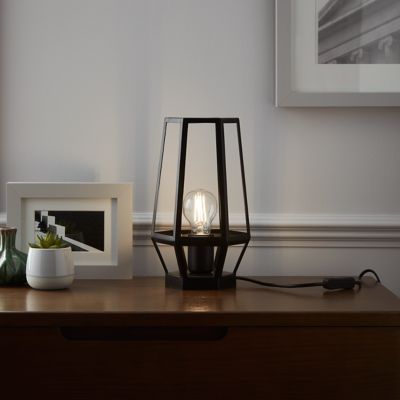 Lampe de table incandescent Nantan GoodHome E27 noir mat