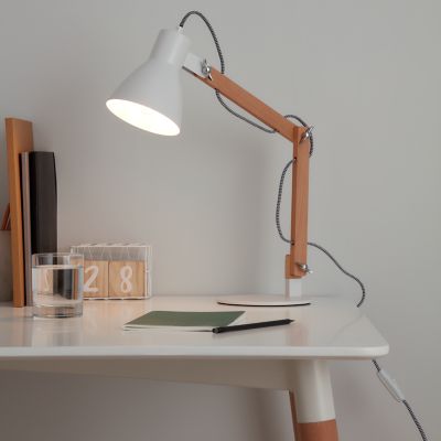 Lampe de table incandescent Peroten GoodHome E27 coloris naturel