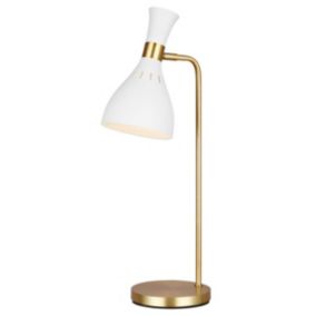 Lampe de table Joan 1 lumière - Blanc mat et Laiton bruni