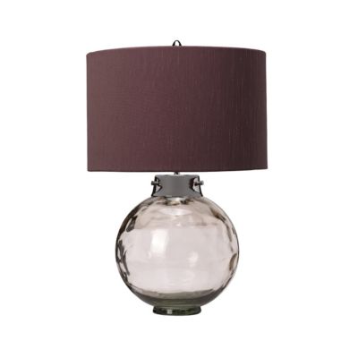 Lampe de table Kara, fumée, abat-jour en fausse soie