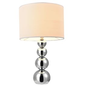 Lampe De Table Lampe De Chevet E14  Métal Textile Hauteur 43 Cm Blanc Et Chrome lux.pro