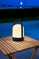 Lampe de table LED intégrée Marta New Garden 2,5W IP44 l.14 x H.22 x P.12 cm noir et blanc