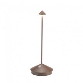 Lampe de table LED Pina Pro Corten rechargeable et dimmable sans fil Zafferano 2200-2700-3000K