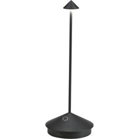 Lampe de table LED Pina Pro Noir Mat rechargeable et dimmable sans fil Zafferano 2200-2700-3000K