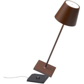 Lampe de table LED Poldina Pro Corten, rechargeable et dimmable avec une autonomie allant jusqu'à 12 heures