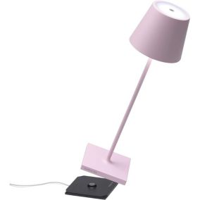 Lampe de table LED Poldina Pro Pink, rechargeable et dimmable avec une autonomie allant jusqu'à 12 heures