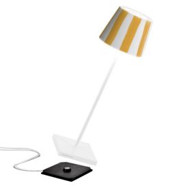 Lampe de table LED à rayures jaunes Poldina Lido, rechargeable et dimmable avec une autonomie allant jusqu'à 12 heures