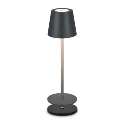 Lampe de table LED rechargeable avec station - IP44 - D.120 mm - Anthracite - dimmable en continu - 3W / - B.K.Licht
