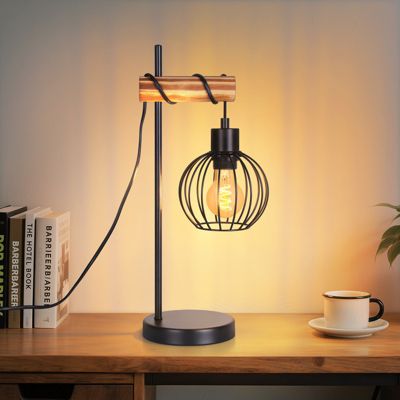Lampe de table nettlife vintage salon lampe de chevet e27 : lampe de table rétro 1 lumière au design métal noir  - sans ampoule