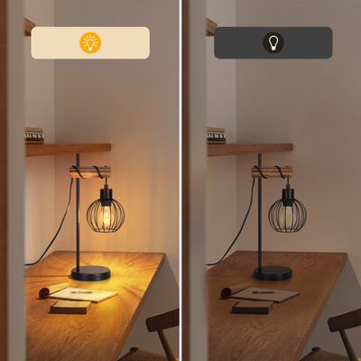 Lampe de table nettlife vintage salon lampe de chevet e27 : lampe de table rétro 1 lumière au design métal noir  - sans ampoule