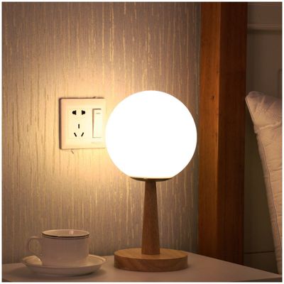 Lampe de Table Pied en bambouLampe de Chevet Dimmable extensible LED blanc chaudblanc H28cm