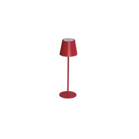 Lampe de Table Rouge rechargeable 3,7DC 1,2W 165lm 100 IP54 110mm - Blanc Chaud 3000K