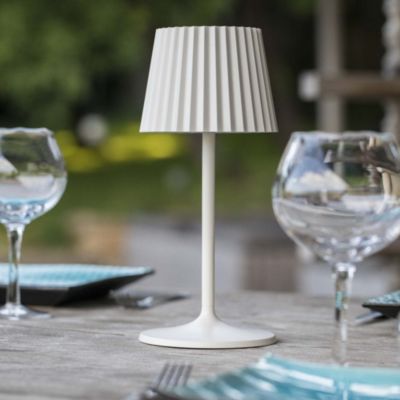 Lampe de table sans fil LED ABBY WHITE Blanc Aluminium H30CM