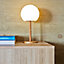 Lampe de table sans fil LED intégrée dimmable 1.2 W Luny Lumisky bois blanc mat l.18 x H. 28 x P.18 x Ø 18 cm