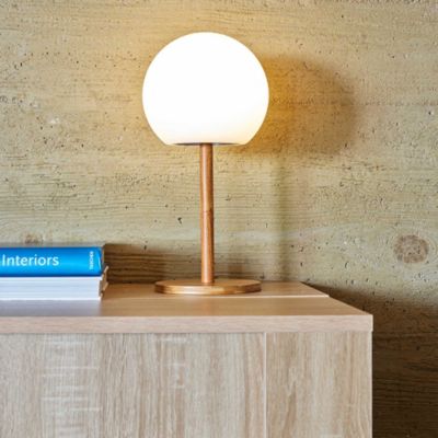 Lampe de table sans fil LED intégrée dimmable 1.2 W Luny Lumisky bois blanc mat l.18 x H. 28 x P.18 x Ø 18 cm