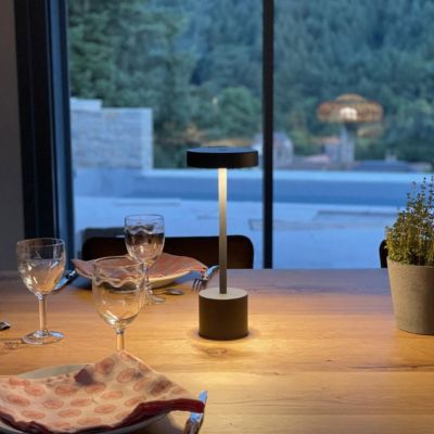 Lampe de table sans fil touch LED ROBY Gris Aluminium H30CM