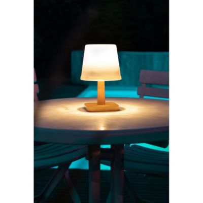 Lampe de table solaire imitation bois- Hauteur 21cm- 25 lumens- Eclairage extérieur jardin
