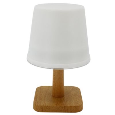 Lampe de table solaire imitation bois- Hauteur 21cm- 25 lumens- Eclairage extérieur jardin