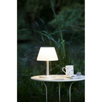 Lampe de table solaire très éclairante- Hauteur 28cm- Diamètre 20cm- 3 types d'éclairage 126 63 ou 3 lumens- Eclairage extérieur