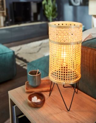 Lampe de table Theemim GoodHome E27 coloris naturel
