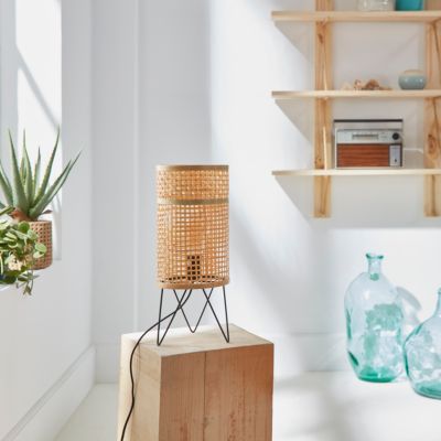 Lampe de table Theemim GoodHome E27 coloris naturel
