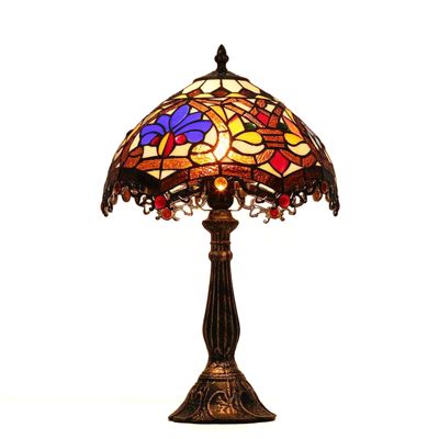 Lampe de table Tiffany Baroque, Vitrail en Mosaïque de Fleurs en Cristal, Idéale pour Salon, Salle à Manger, Chambre E27