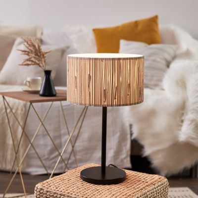 Lampe de table Wimea métal noir et naturel Ø25 x H.41 cm 52W IP20 Brillant