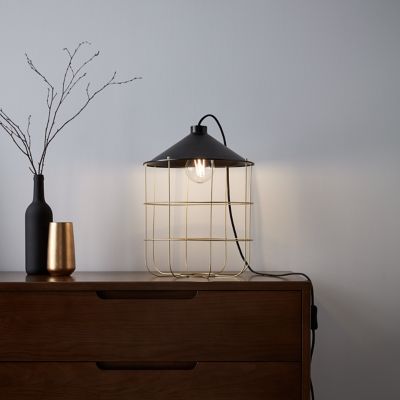 Lampe de table Yondair GoodHome E27 noir mat