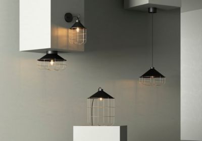 Lampe de table Yondair GoodHome E27 noir mat