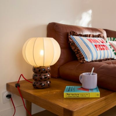 Lampe déco Taxi Brousse - avec pied en céramique motif léopard