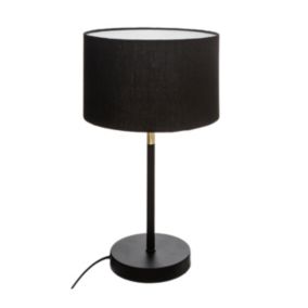 Lampe droite en métal noir et doré  H 42 cm