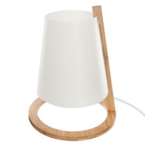 Lampe en bambou Scandi - Diam. 20 cm - Blanc