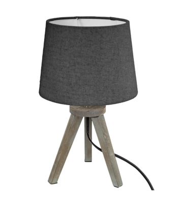 Lampe en Bois brossé et Abat-jour Gris H 31 cm