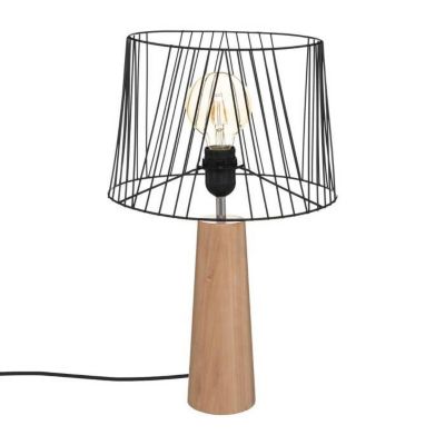 Lampe en bois et métal - Atmosphera - Joe - Naturel - Beige - D. 28 x H. 46 cm