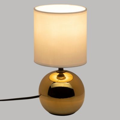 Lampe en Céramique Pied Boule Doré  Abat-jour Blanc