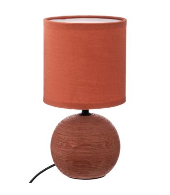 Lampe en Céramique Pied Boule striée Terracotta