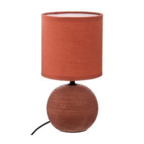 Lampe en Céramique Pied Boule striée Terracotta