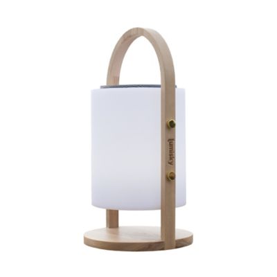 Lampe enceinte bluetooth sans fil dimmable Woody Play Lumisky 100lm 10W IP44 90dB blanc froid blanc chaud multicolore l.19 x H.37 cm