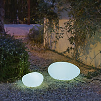 Lampe extérieure galet Petra E27 25W IP65 blanc neutre Newgarden H.30cm