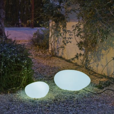 Lampe extérieure galet Petra E27 25W IP65 blanc neutre Newgarden H.30cm