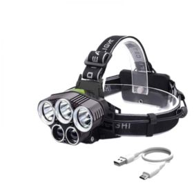 Lampe frontale 5 LED 6 modes, rechargeable et étanche