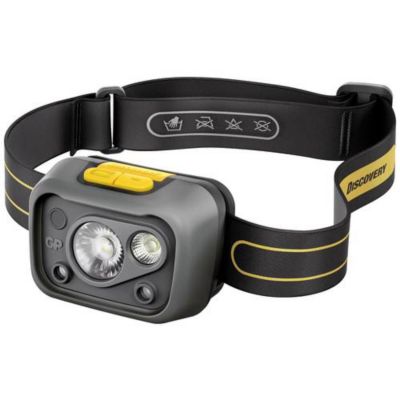Lampe frontale GP Discovery CHW54 LED 375 lm, 4 modes, IPX5, pile AAA incl.