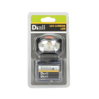 Lampe frontale LED 95 lumens Diall autonomie 10h fonctionne avec 3 piles AAA (LR03)