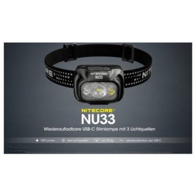 Lampe frontale LED rechargeable 700 lm NU33 - batterie 2000 mAh, 147 h d'autonomie