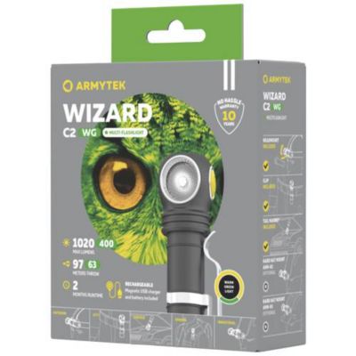 Lampe frontale Wizard C2 WG Warm 3 en 1 - LED 1100 lm, batterie, aimant et clip